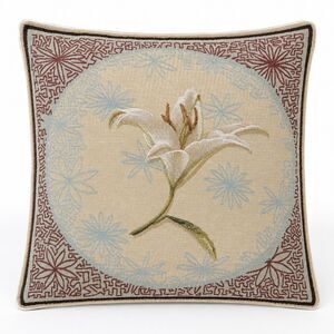 IOSIS Paris White Lily Floral Tapestry Pillow Cover 18"x18" Cotton Cottagecore